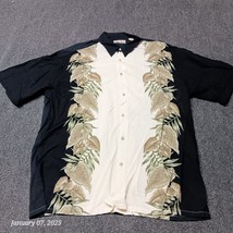 Vintage Hollis River Hawaiian Shirt Men XL Black / Tan Short Sleeve Lightweight - £14.86 GBP