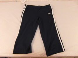 Children Youth Girl&#39;s Adidas Navy Blue White Striped Yoga Capri Pants 30904 - £11.41 GBP