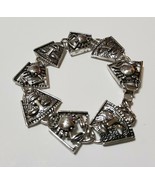 VTG Silver Tone Sarah Coventry Crab Cancer Sign Face Mask 7 3/4&quot; Link Br... - $566.21 MXN