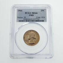 1966 25C Quarter SMS Special Strike Graded by PCGS as MS-66 - $49.98