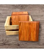Handcrafted Coaster Set Cherry Square Round Over Edge Cedar Crate Utilit... - $41.83 CAD