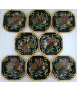 (8) Raymond Waites Black with Fruit and Berries Dinner Plates 11.5&quot; / 12... - £126.65 GBP