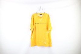 Vtg 90s Nautica Competition Mens Large Acid Wash Spell Out T-Shirt Yellow USA - £27.22 GBP