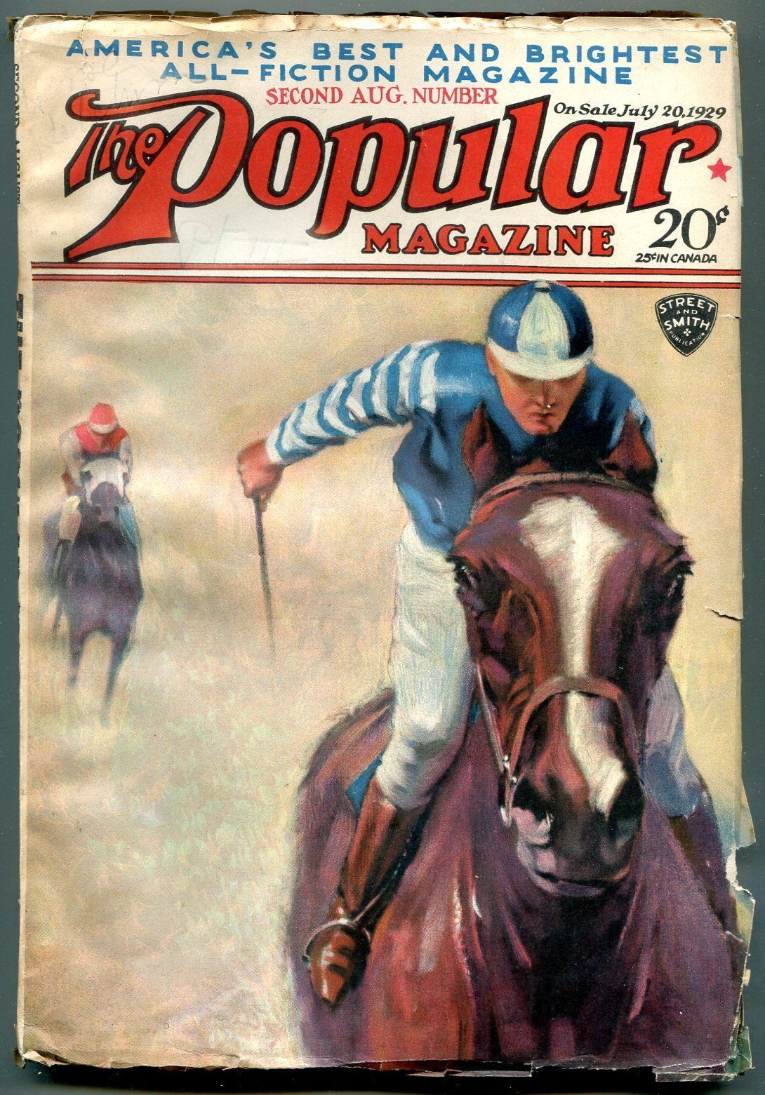 Popular Pulp Magazine 2nd August 1929- Horse Racing cover - $63.05