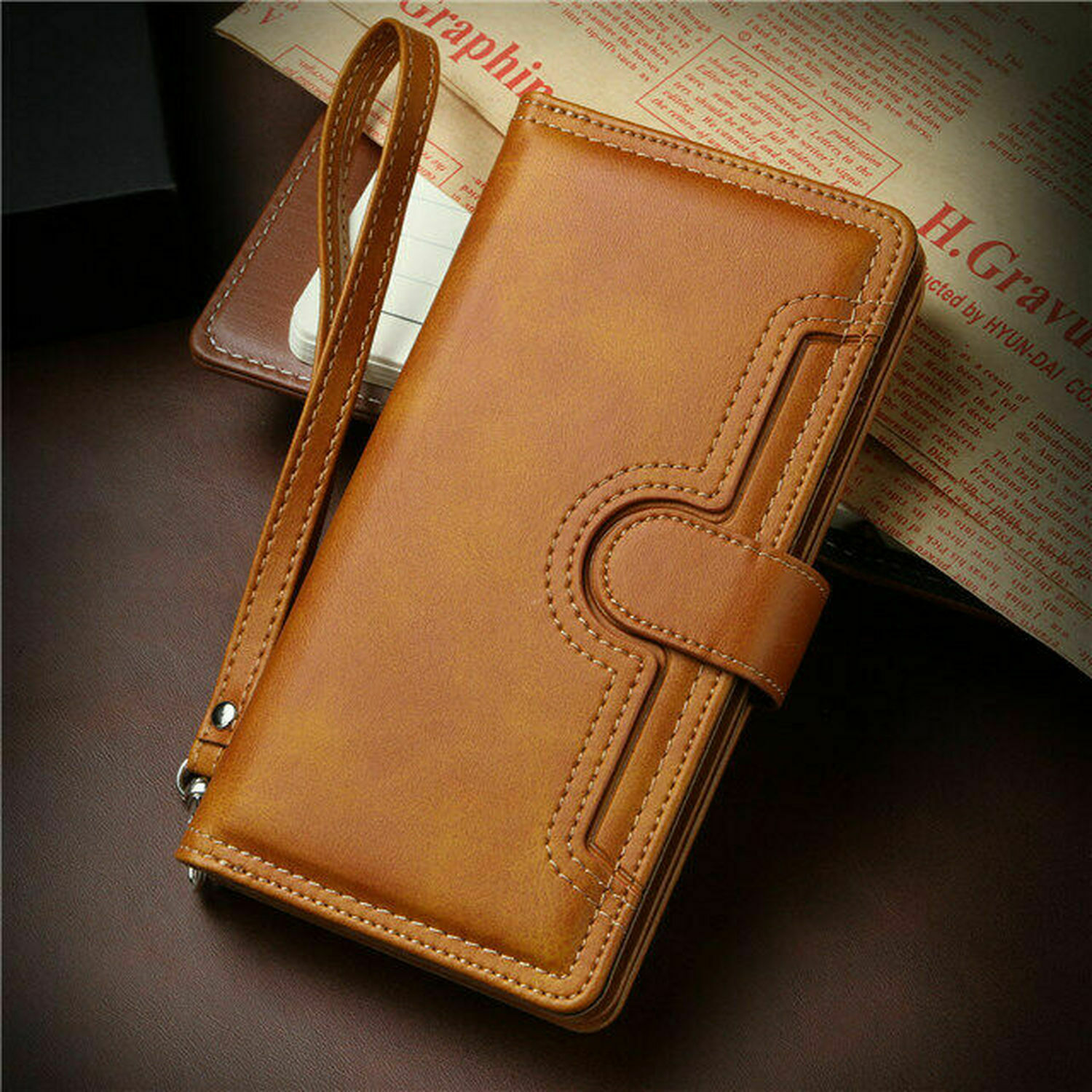 Leather wallet FLIP MAGNETIC BACK cover Case for Apple iPhone model