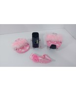 Build a Bear pink slides sandals furry feathers roller skates headband s... - £4.97 GBP