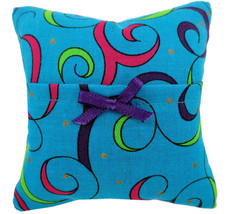 Tooth Fairy Pillow, Aqua, Swirl Print Fabric, Purple Ribbon Bow Trim for Girls - £3.95 GBP