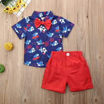 NWT Shark Boys Short Sleeve Button Shirt &amp; Shorts Outfit Set 4th of July - £8.62 GBP