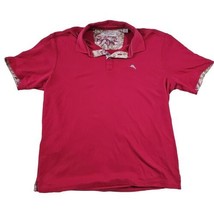 Tommy Bahama Island Zone Polo Shirt Pink Marlin Logo Casual Golf Large L - $19.75