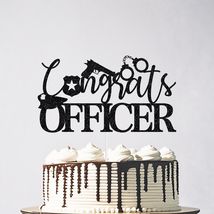 Congrats Officer Cake Topper 2025 Police Graduation Black Glitter - $9.40