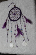 DREAMCATCHER WINDCHIME CHIME BELL BEADS SHELLS PURPLE COLOR - £7.15 GBP