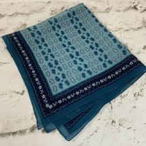 Handkerchiefs Scarf 20” Square Blue Green Floral Print Womens Fashion Sheer - £6.17 GBP