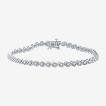 1CT Round Simulated Diamond Swirl Link Tennis Bracelet 14K White Gold Over 7&quot; - £199.40 GBP