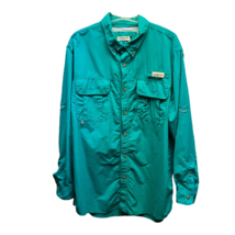 Magellan Mens Mag Wick Fishing Shirt Turquoise Long Sleeve Angler Fit Pocket XL - £18.66 GBP