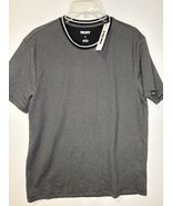 DKNY Mens Short Sleeve T-Shirt Medium Black /Gray Solid Crew Neck NWT - €12,75 EUR