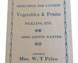 Vtg  Mrs. Price&#39;s Complete Directions for Canning Advertising Booklet E18 - $14.80