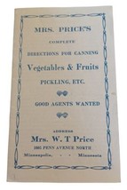 Vtg  Mrs. Price&#39;s Complete Directions for Canning Advertising Booklet E18 - £11.64 GBP