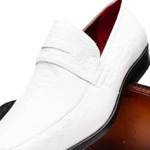 Fangio Classic Penny Loafer Genuine Ostrich Quill Shoes White image 4