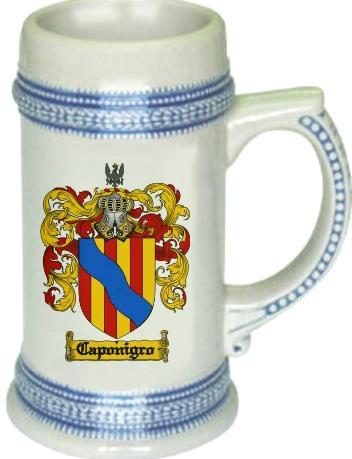 Caponigro Coat of Arms Stein / Family Crest Tankard Mug