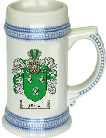 Dison Coat of Arms Stein / Family Crest Tankard Mug