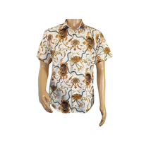 Men's Sports Shirt by MIZUMI Medallion Floral Printed Short Sleeves M648 White image 10