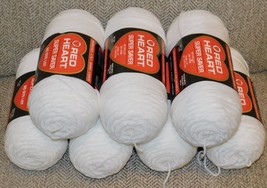 Lot 7 Red Heart Super Saver White 311 Yarn Worsted Crochet Knit 4ply 8oz... - £26.28 GBP