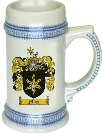 Minx Coat of Arms Stein / Family Crest Tankard Mug