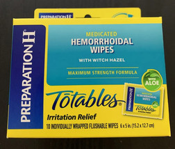 Preparation H Totables 10 Ct Flushable Medicated Hemorrhoidal Wipes - £6.39 GBP