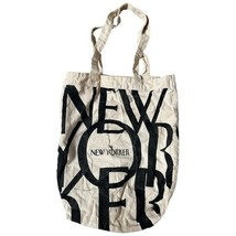 The New Yorker Double Handle Canvas Tote Bag Classic Logo Black Ivory 14&quot; - $14.49