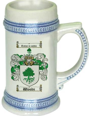 Woods Coat of Arms Stein / Family Crest Tankard Mug