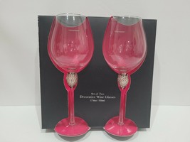 Christian Siriano Decorative Wine Glasses 17.6oz Rhinestone Set of 2 NEW NIP - £29.34 GBP