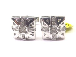 14k White Gold Square Shape Cufflinks With Princess Cut &amp; Round Diamonds 1.00ct - £723.04 GBP