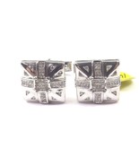 14k White Gold Square Shape Cufflinks With Princess Cut &amp; Round Diamonds... - £710.28 GBP