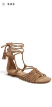 Joie Falk Nude Suede Braided Ankle Wrap Sandal - £19.41 GBP