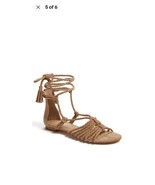 Joie Falk Nude Suede Braided Ankle Wrap Sandal - £19.46 GBP