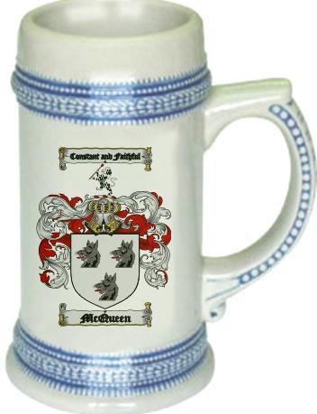 Mcqueen Coat of Arms Stein / Family Crest Tankard Mug