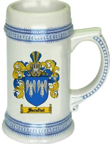 Serafini Coat of Arms Stein / Family Crest Tankard Mug