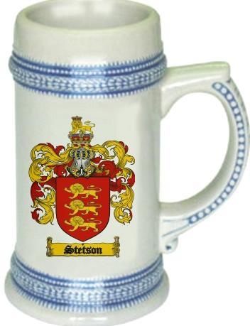 Stetson Coat of Arms Stein / Family Crest Tankard Mug