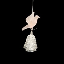 Vintage Christmas ornament Hand Blown Glass Frosted Bird Dove on Double Bell - £14.37 GBP