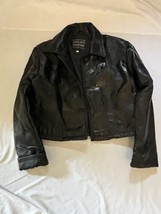 Giovanni Navarre Leather Crop Jacket Italian Stone Womens  Size 2X Black... - $59.99