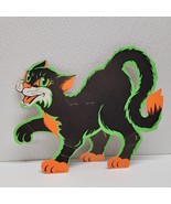 Beistle Halloween Vintage Cardboard Stand Up Cat Black Green Orange - $40.46 CAD