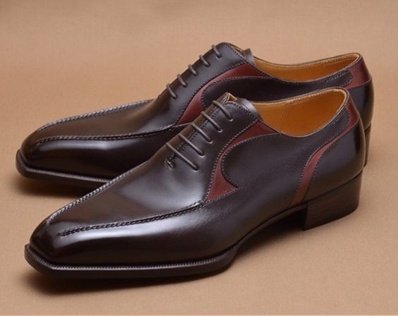 New Handmade dark brown shoes, lace up dress shoes for men, men real leather sho
