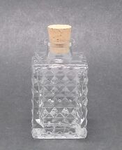 Mini Clear Decanter Diamond Cut Style Glass Collectible Square Bottle H ... - $14.60
