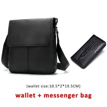 Genuine Leather Men&#39;s Shoulder Bag Husband Black Messenger Bags Male Side Bags M - £60.15 GBP