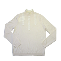 NWT La Maille Sezane Tulio Jumper in Ecru Lace Trim Knit Merino Wool Sweater S - £116.96 GBP