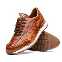 Brescia Genuine Snake and Calfskin Fashion Sneaker Honey image 2