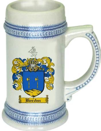 Borden Coat of Arms Stein / Family Crest Tankard Mug