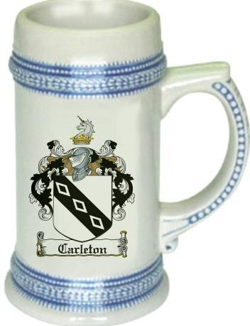 Carleton Coat of Arms Stein / Family Crest Tankard Mug