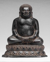 Antigüedad Thai Estilo Bronce Feliz, Grasa, Laughing Buda Estatua - 31cm/30.5cm - £825.85 GBP