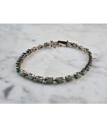 Womens Vintage Estate Sterling Silver Emerald Tennis Bracelet 10.3g E7476 - $2,774.27 MXN